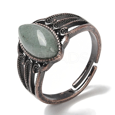 Natural Green Aventurine Horse Eye Adjustable Rings RJEW-K271-05R-12-1