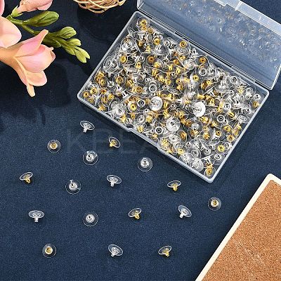 150Pairs 2 Colors Brass Bullet Clutch Bullet Clutch Earring Backs with Pad KK-YW0002-78-1