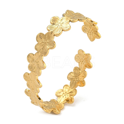 Real 18K Gold Plated 304 Stainless Steel Cuff Bangles BJEW-L695-001G-04-1