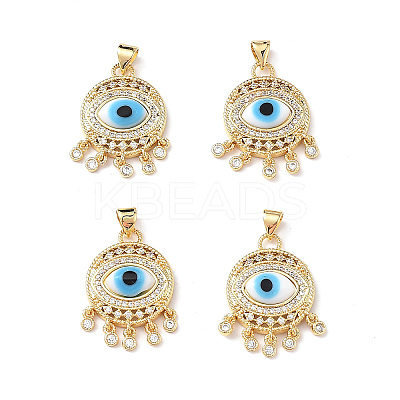 Lampwork Evil Eye Pendants with Colorful Cubic Zirconia ZIRC-L102-14G-02-1