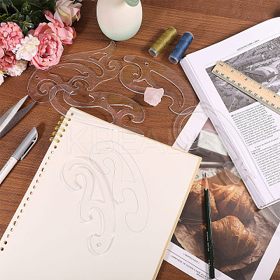 5Pcs 5 Styles Acrylic Drawing Template Measuring Ruler Set TOOL-WH0243-001-1