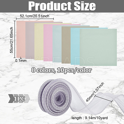 80Pcs 8 Colors Flower Gift Wrapping Paper DIY-CU0001-01-1