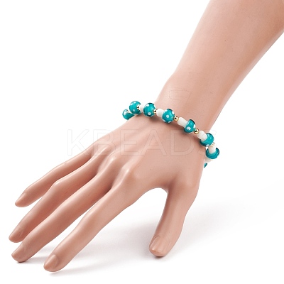 Lampwork Mushroom Beaded Stretch Bracelet for Women BJEW-JB08228-1