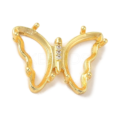 Rack Plating Brass Pave Clear Cubic Zirconia Pendant Cabochon Settings KK-M285-21G-1