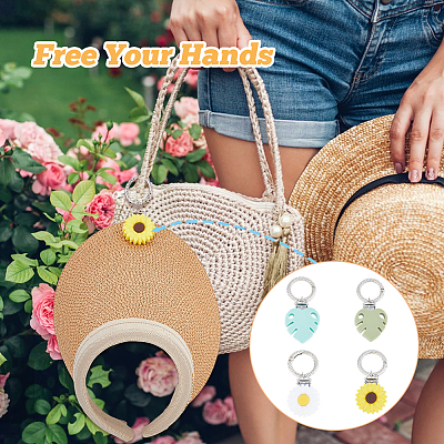 Sunflower & Leaf Silicone Hat Clip for Travel HJEW-FH00040-1