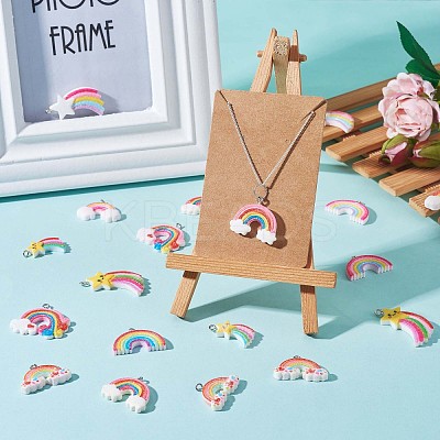 36 Pieces 12 Styles Glitter Powder Rainbow Pendants JX250A-1