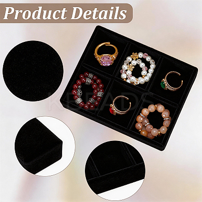 6 Grids Velvet Jewelry Display Trays ODIS-SP0002-24C-02-1