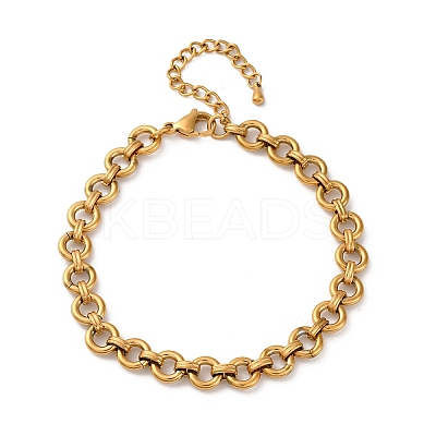 304 Stainless Steel Ring Link Chain Anklets AJEW-A057-11G-1