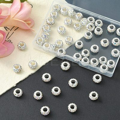 50Pcs Polymer Clay Rhinestone European Large Hole Beads FPDL-YW0001-01B-1