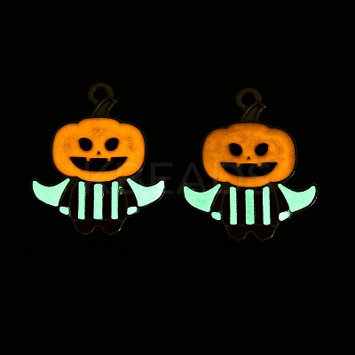 Halloween Theme Rack Plating Luminous Alloy Enamel Pendants ENAM-N056-232P-1