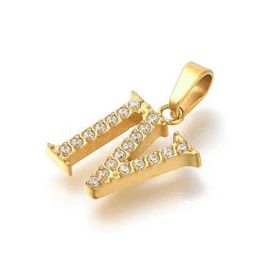 Ion Plating(IP) 304 Stainless Steel Micro Pave Cubic Zirconia Pendants STAS-H228-02G-04-1