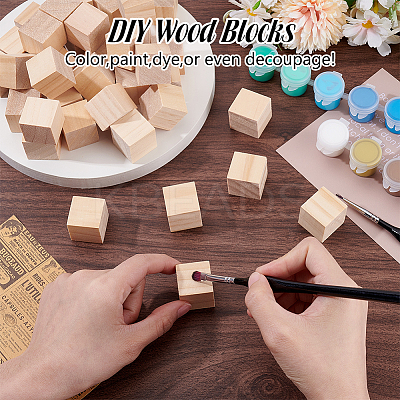 Unfinished Wood Craft Cube Block WOOD-AR0001-54B-1