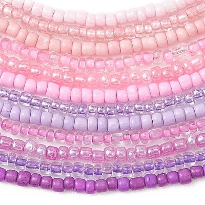 3MM Gradient Color Glass Seed Beaded Choker Necklaces for Women NJEW-JN05877-1