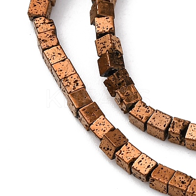 Electroplated Natural Lava Rock Beads Strands G-A256-B01-01H-1