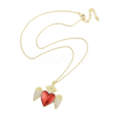 Brass Micro Pave Clear Cubic Zirconia Pendant Necklaces LS-NJEW-Z035-04D-G-1