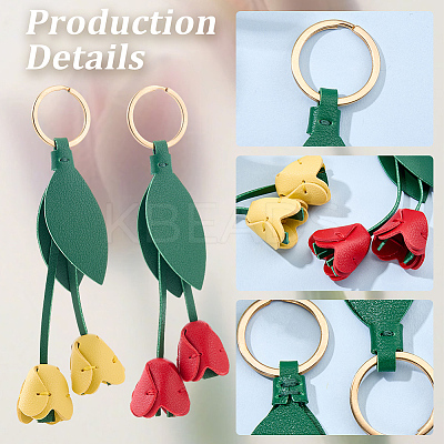 2Pcs 2 Colors Imitation Leather Key Hanging Decoration FIND-GF0008-34-1