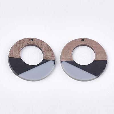 Tri-color Resin & Walnut Wood Pendants RESI-S358-74A-1