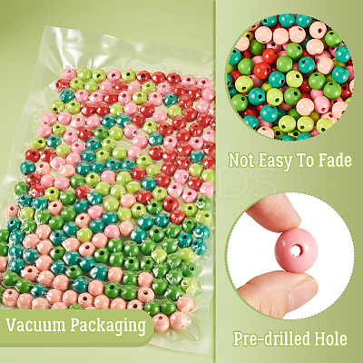 240Pcs 6 Colors Natural Wooden Beads WOOD-TA0002-74E-1