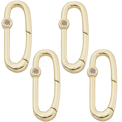 4Pcs Rack Plated Brass Micro Pave Clear Cubic Zirconia Clasps KK-SC0005-70-1