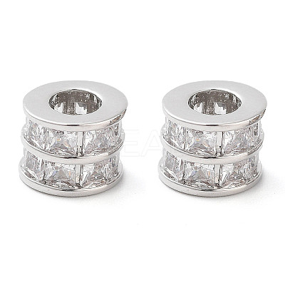 Brass Micro Pave Clear Cubic Zirconia Beads KK-U028-20P-1
