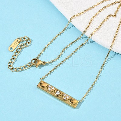 304 Stainless Steel Rhinestone Pendant Necklaces for Women NJEW-B150-01G-01-1