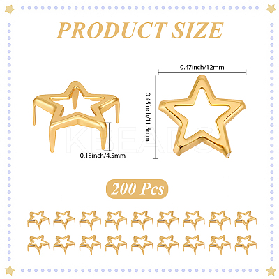 200Pcs Iron Studs Rivets IFIN-CY0001-01G-1