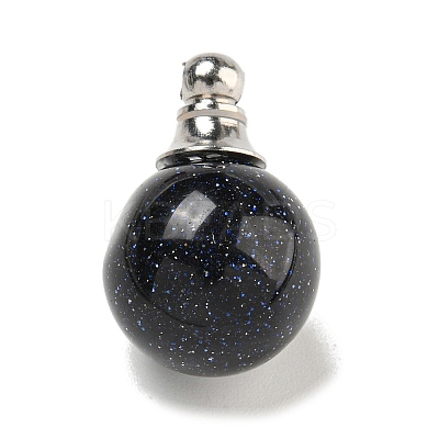 Synthetic Blue Goldstone Perfume Bottle Pendants G-K338-22P-10-1