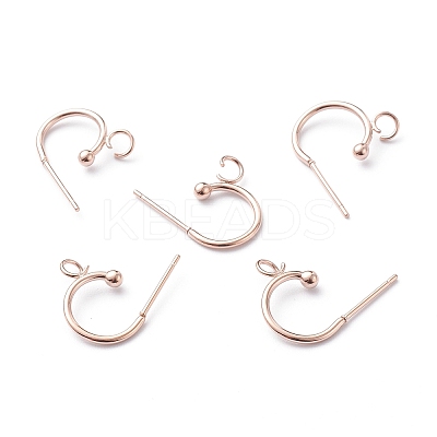 304 Stainless Steel Half Hoop Earrings STAS-Z028-B02-RG-1