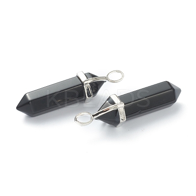 Natural Obsidian Pointed Pendants G-M378-01P-A17-1