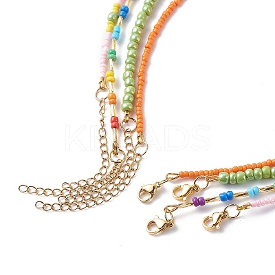 4Pcs 4 Style Glass Seed Imitatin Pearl Beaded Necklaces Set NJEW-JN04012-1