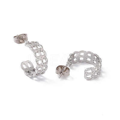 Non-Tarnish 304 Stainless Steel Curb Chains Wrap Stud Earrings EJEW-G314-03B-P-1