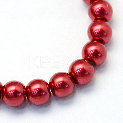 Baking Paint Pearlized Glass Pearl Round Bead Strands X-HY-Q330-8mm-51-1