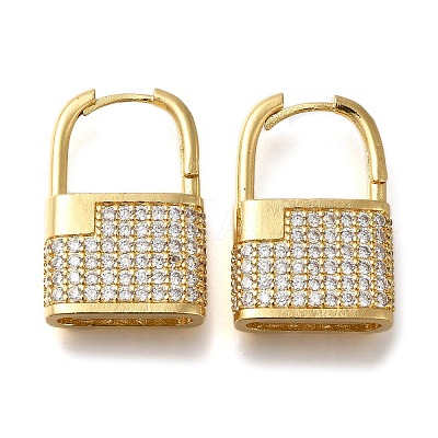 Rack Plating Brass Micro Pave Cubic Zirconia Hoop Earring Findings EJEW-H143-11G-1