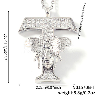 Brass Micro Pave Clear Cubic Zirconia Pendant Necklaces FS-WG7BC7F-13-1