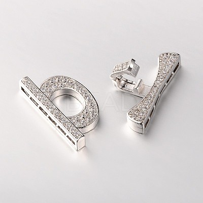 Brass Micro Pave Cubic Zirconia Fold Over Clasps ZIRC-M045-P-RS-1