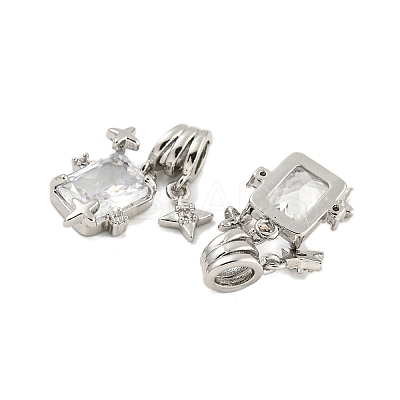 Brass Micro Pave Clear Cubic Zirconia Pendants KK-G490-32P-1