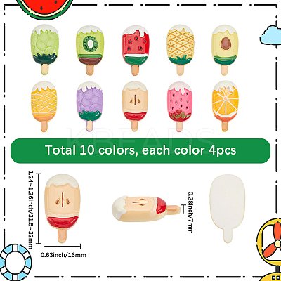 40Pcs 10 Colors Resin Cabochons RESI-SC0006-14-1