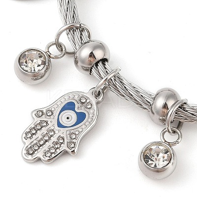 Adjustable 304 Stainless Steel Charm Bangles BJEW-F326-03P-1