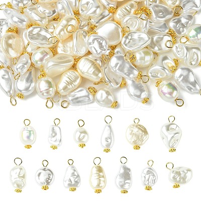 65Pcs 13 Styles ABS Plastic Imitation Pearl Pendants PALLOY-CJ00169-1