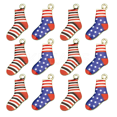 20Pcs 2 Colors Alloy Enamel Christmas Theme Pendants PALLOY-CJ0001-138-1