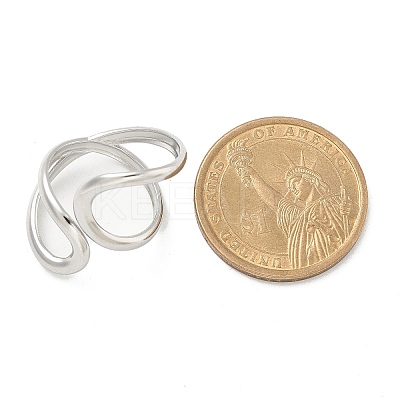 304 Stainless Steel Open Cuff Ring for Women RJEW-M025-02P-1