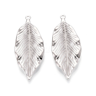 304 Stainless Steel Leaf Pendants STAS-T069-38P-1
