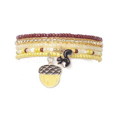 5Pcs 5 Style Glass Seed Beaded Stretch Bracelets Set BJEW-JB09395-1
