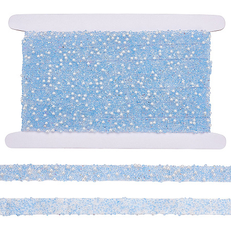 1 Roll Resin Rhinestone with Plastic Imitation Pearl Beaded Trim DIY-BC0015-57A-1