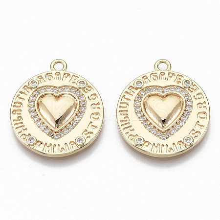 Brass Micro Pave Cubic Zirconia Pendants KK-T062-03G-NF-1