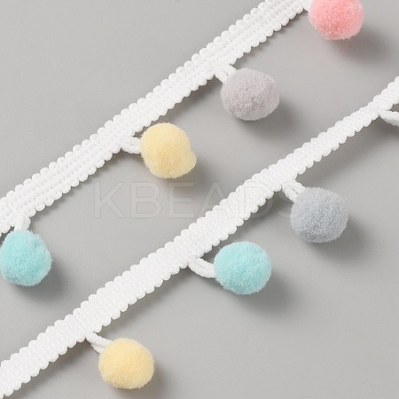 Macaron Color Polyester Pom Pom Ball Decorative Ribbons OCOR-WH0090-61A-1