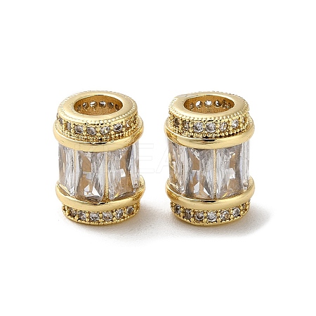 Brass Micro Pave Cubic Zirconia European Beads KK-F872-03G-1