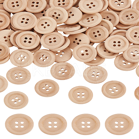 Flat Round Wood Buttons DIY-LP0001-14B-1