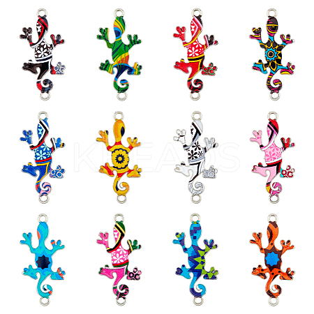 48Pcs 12 Colors UV Printed Alloy Connector Charms FIND-HY0003-03-1