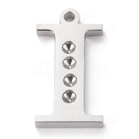 Tarnish Resistant 304 Stainless Steel Letter Pendant Rhinestone Settings STAS-J028-01I-1